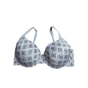 Juicy Couture Bra 40D Womens Plus Size Underwired Padded Grey Logo Print